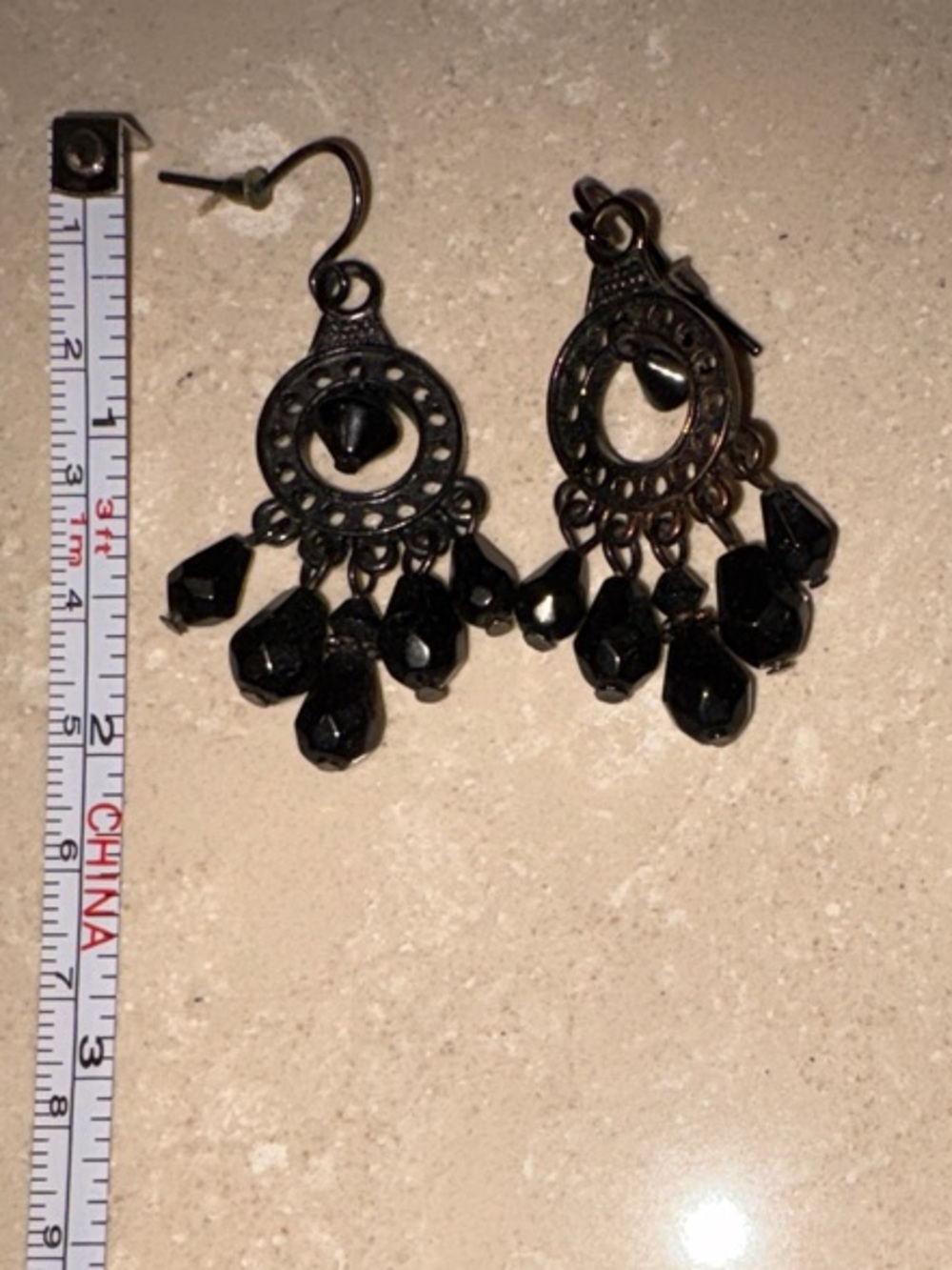 Chico's Black Beaded Chandelier Earrings